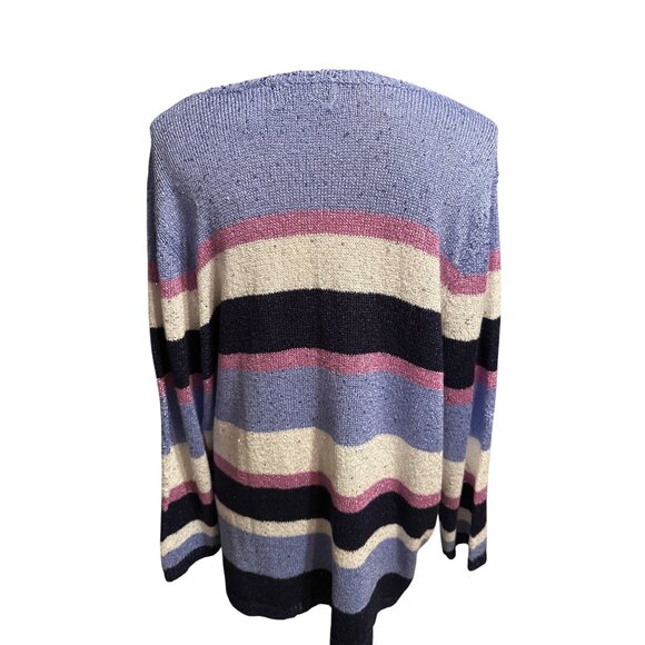 Alfred Dunner Striped Sequin Sweater Soft 3/4 Sleeve Soft Shiny Size 2X - Picture 4 of 6